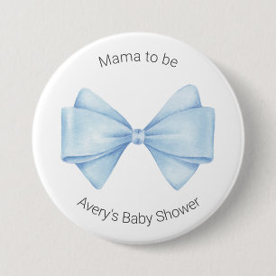 Blue Bow Modern Boy Baby Dusche Button