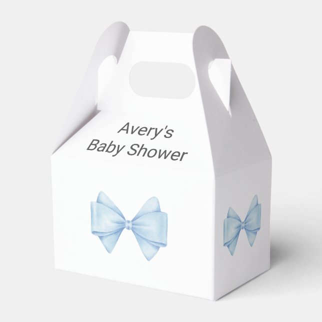 Blue Bow Modern Boy Baby Dusche Geschenkschachtel (Vorderseite)