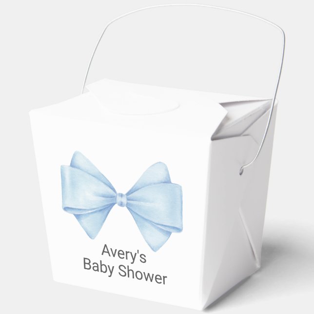 Blue Bow Modern Boy Baby Dusche Geschenkschachtel (Vorderseite)