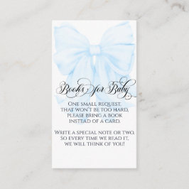 Blue Bow Modern Elegante Boy Baby Shower Books Begleitkarte
