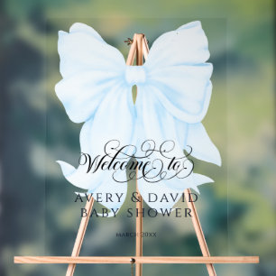 Blue Bow Moderne Elegante Baby-Dusche Acrylschild