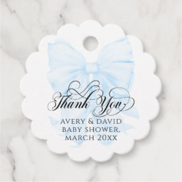 Blue Bow Moderne Elegante Baby-Dusche Geschenkanhänger