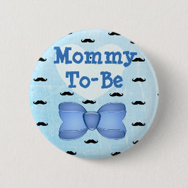 Blue Bow & Mustache Mommy wird Baby Showknopf Button