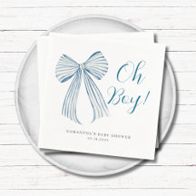 Blue Bow Oh Boy Personalisiert Baby Dusche