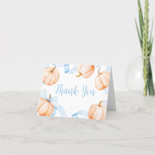 Blue Bow Pumpkin Baby Dusche Dankeskarte