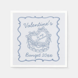 Blue Bow Retro Herz Coquette Cake Valentine Serviette