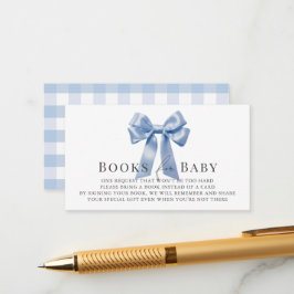 Blue Bow Ribbon Boy Babydusche Buchanfrage Begleitkarte