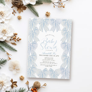 Blue Bow/Ribbon Coquette Boy Baby Dusche Einladung