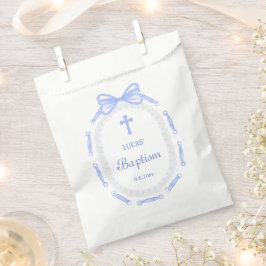 Blue Bow Ribbon Frame Taufe Geschenktütchen