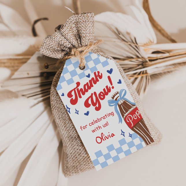 Blue Bow She's Ready to Pop Baby Shower Geschenkanhänger (Von Creator hochgeladen)