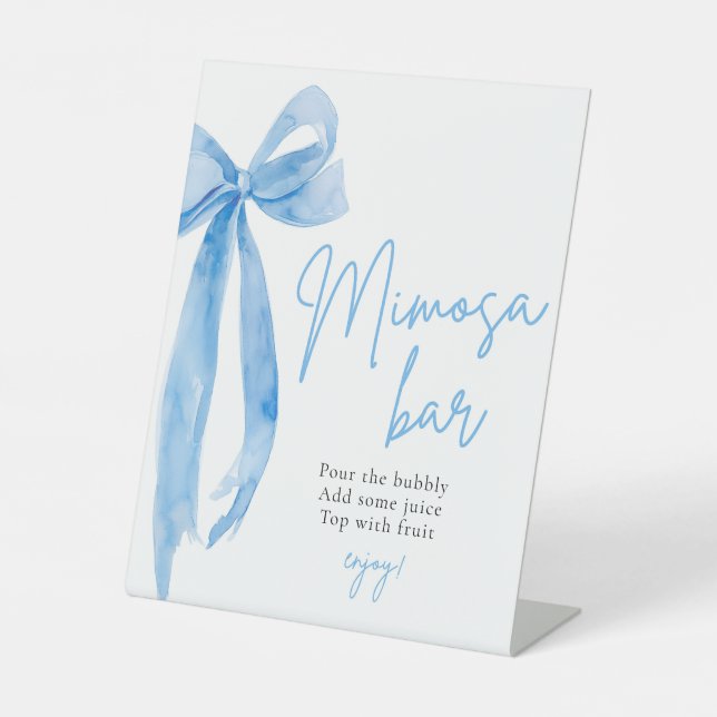 Blue Bow Sie bindet das Knot-Mimosa-Bar-Zeichen Sockelschild (Vorderseite)