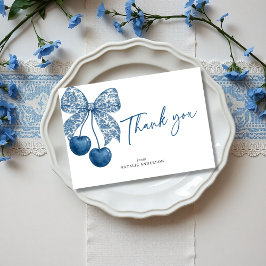 Blue Bow Something Blue Theme Bridal Shower Dankeskarte