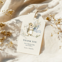 Blue Bow Squirrel Thank You Baby Shower