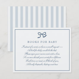 Blue Bow & Stripes Books für die Babyverschlusskar Einladung
