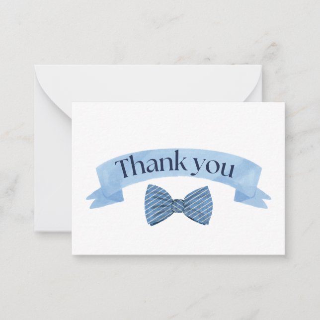 Blue Bow Tie Thank You Card Mitteilungskarte (Vorderseite)