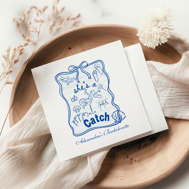 Blue Bow Tropical Bachelorette Celebration Serviette (Von Creator hochgeladen)