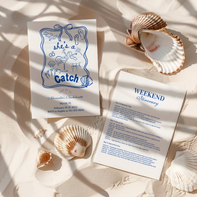 Blue Bow Tropical Bachelorette Einladung (Von Creator hochgeladen)