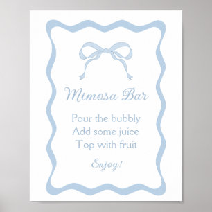 Blue Bow Tying the Knot Brautparty Mimosa-Bar Poster