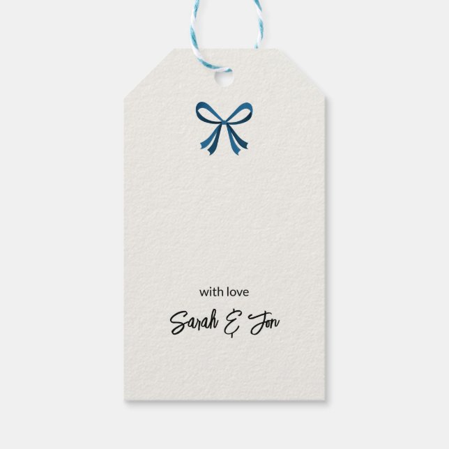 Blue Bow und Mistletoe Geschenkanhänger (Rückseite)