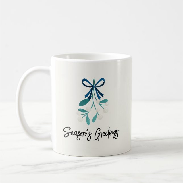 Blue Bow und Mistletoe Kaffeetasse (Links)