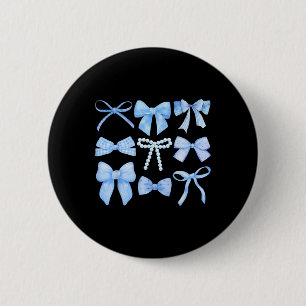 Blue Bow und Ribbon Niedliche Grafikmädchen Frauen Button
