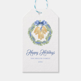 Blue Bow Watercolor Wreath Grandmillenial Geschenkanhänger