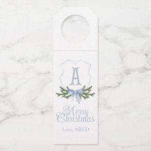 Blue Bow Weihnachts-Wappen Flasche Hanger Tags Flaschenanhänger