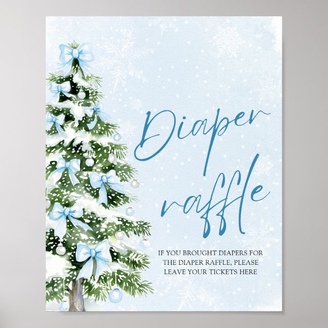 Blue Bow Weihnachtsbaum Babydusche Windelwanne Raf Poster (Vorne)