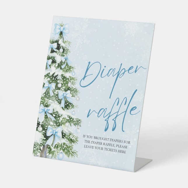 Blue Bow Weihnachtsbaum Babydusche Windelwanne Raf Sockelschild (Vorderseite)