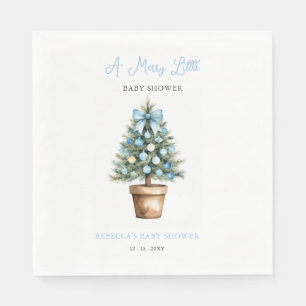 Blue Bow Weihnachtsbaum Merry Little Baby Dusche Serviette