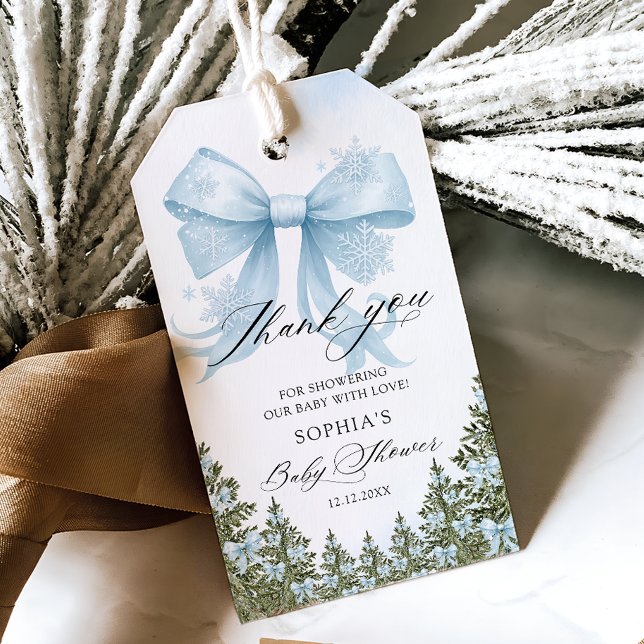 Blue Bow Winter Baby Dusche Vielen Dank Geschenkanhänger (Von Creator hochgeladen)