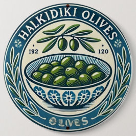 Blue Bowl Greek Olive Picture Design Button