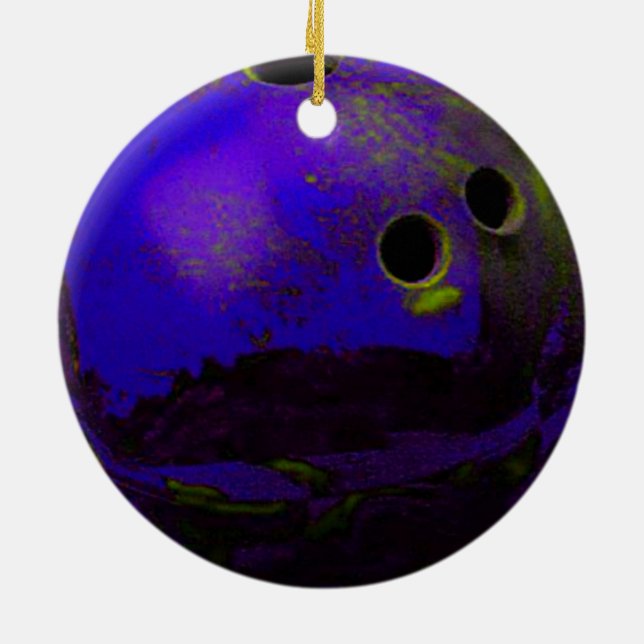 Blue Bowling Ball individualisieren Keramik Ornament (Hinten)
