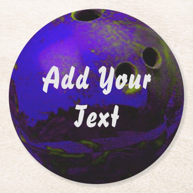 Blue Bowling Ball individuell anpassen Runder Pappuntersetzer (Vorderseite)