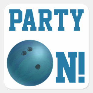 Blue Bowling Ball Party auf Aufkleber