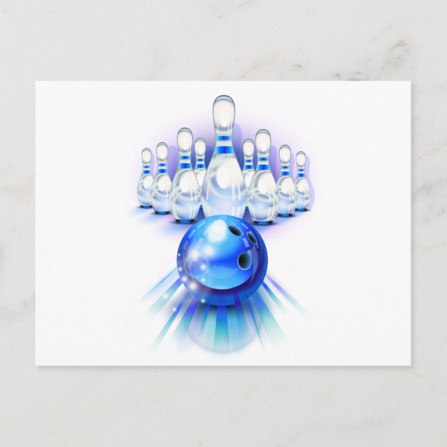 Blue Bowling Postkarte (Vorderseite)