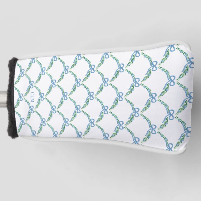 Blue Bows and Beaus Coastal Garland Putter Golf Headcover (Vorderseite)