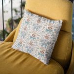 Blue Bows and Blossoms Boho Kissen<br><div class="desc">Boho und rustikales Kissen mit handgezeichneter Abbildung von Bögen und Blume in blauen Farben.</div>
