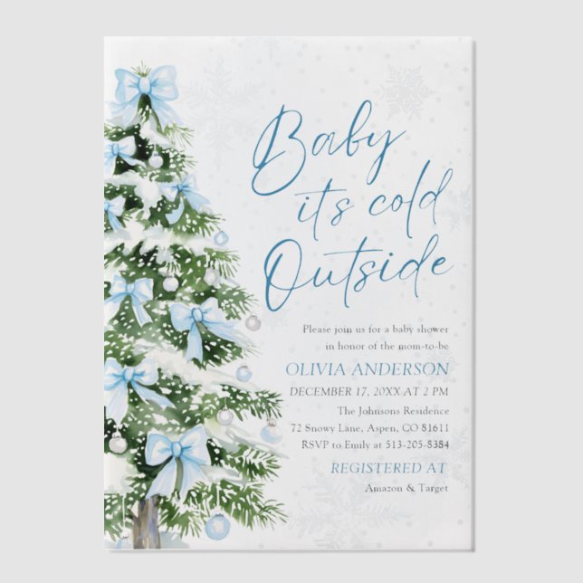 Blue Bows Baby It's Cold Outside Baby Dusche (Vorderseite)