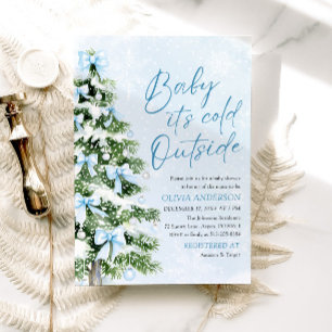 Blue Bows Baby It's Cold Outside Baby Dusche Einladung