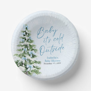Blue Bows Boy Baby It's Cold Outside Baby Dusche Pappteller