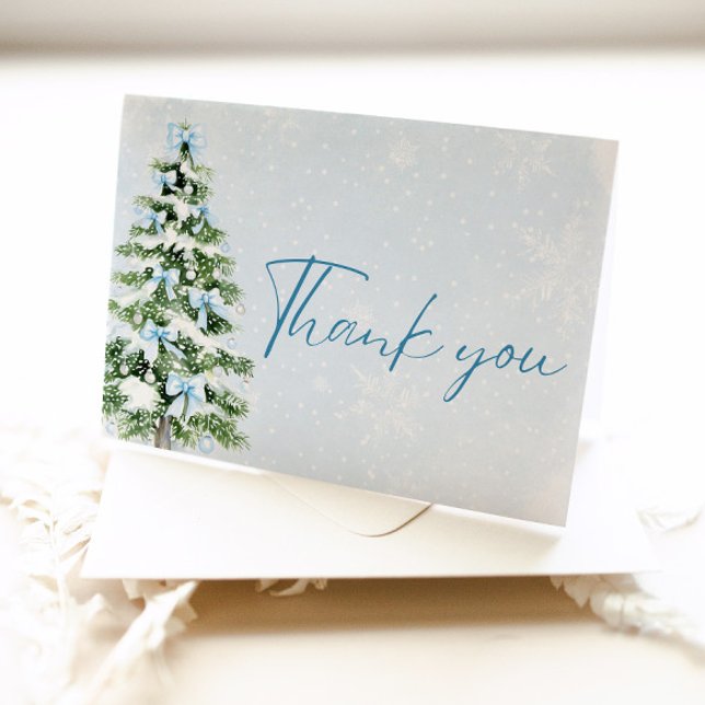 Blue Bows Christmas Tree Winter Thank you card Dankeskarte (Blue Bows Christmas Tree Winter Thank you card)