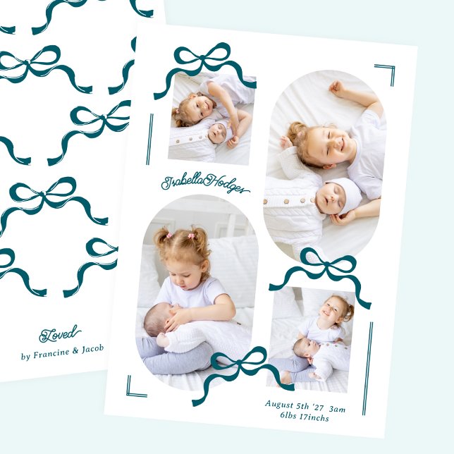 Blue Bows Collage 4 Foto Fotos Foto Baby Ankündigung (Von Creator hochgeladen)