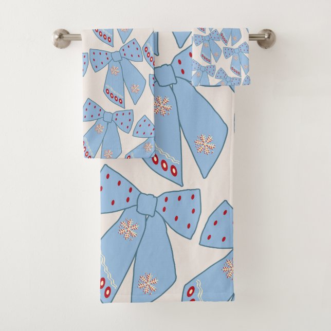 Blue Bows Coquette Badhandtuch Set (Insitu)