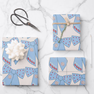 Blue Bows Coquette Geschenkpapier Set