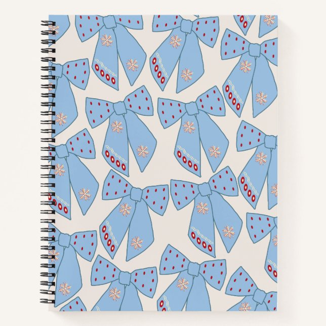Blue Bows Coquette Notizbuch (Vorderseite)