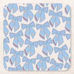 Blue Bows Coquette Rechteckiger Pappuntersetzer