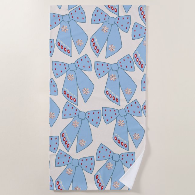 Blue Bows Coquette Strandtuch (Vorderseite)