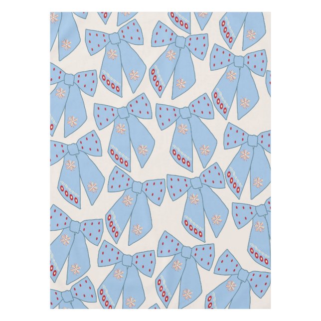 Blue Bows Coquette Tischdecke (Vorderseite)