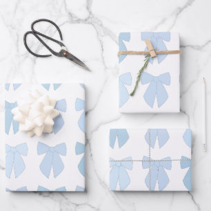 Blue Bows Geschenkpapier Set